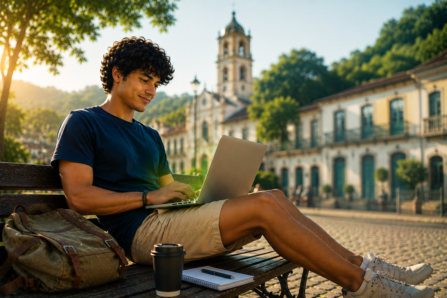 Pessoa estudando com notebook e recursos digitais